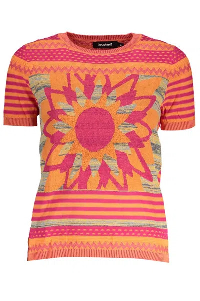Shop Desigual Vibrant Contrast Detail Women's Sweater In Orange