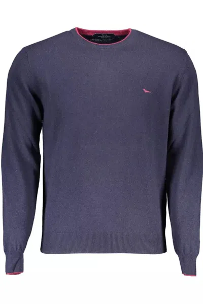 Shop Harmont & Blaine Elegant Contrast Detail Men's Sweater In Blue