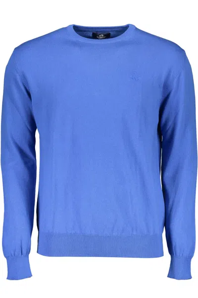 Shop La Martina Elegant Long-sleeved Embroide Men's Sweater In Blue