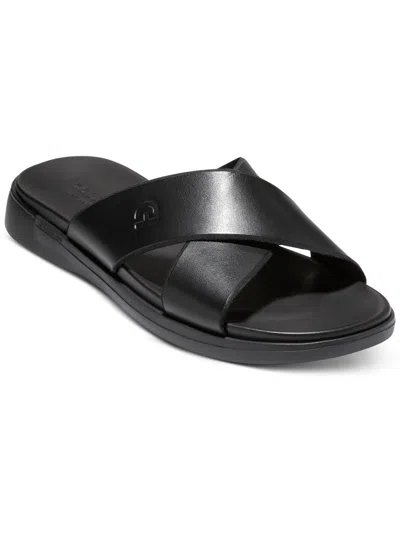 Shop Cole Haan Mens Criss-cross Front Manmade Slide Sandals In Black