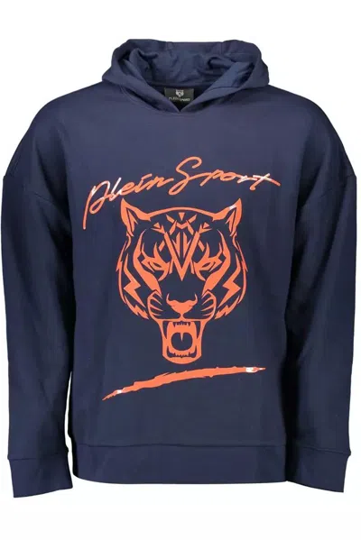 Shop Plein Sport Sleek Hooded Sweatshirt With Logo Men's Detail In Blue