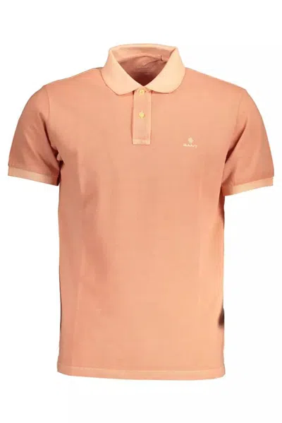 Shop Gant Chic Cotton Polo Shirt With Logo Men's Detail In Pink