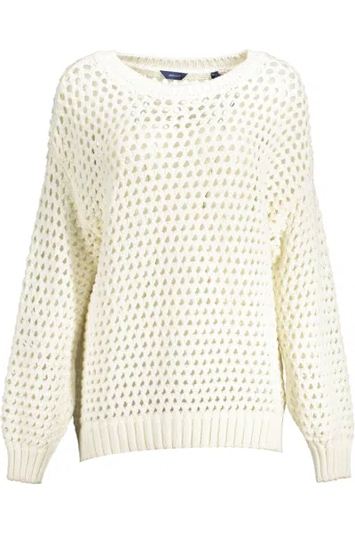 Shop Gant Ele Perforated Crewneck Women's Sweater In White