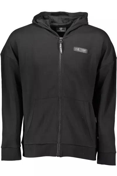 Shop Plein Sport Sleek Zip Hoodie With Contrasting Men's Accents In Black