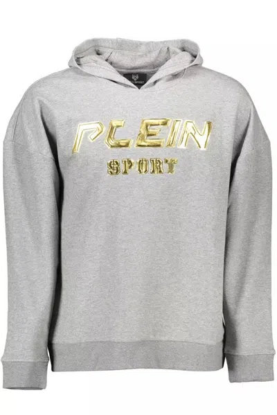 Shop Plein Sport Sleek Hooded Sweatshirt With Contrasting Men's Details In Grey