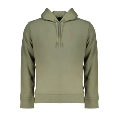 Shop Napapijri Emerald Hooded Sweatshirt With Men's Embroidery In Green