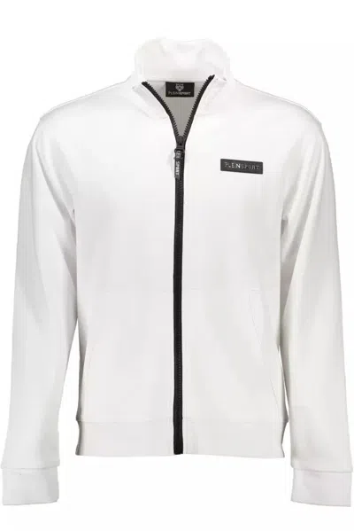 Shop Plein Sport Sleek Zip Sweatshirt With Contrasting Men's Accents In White
