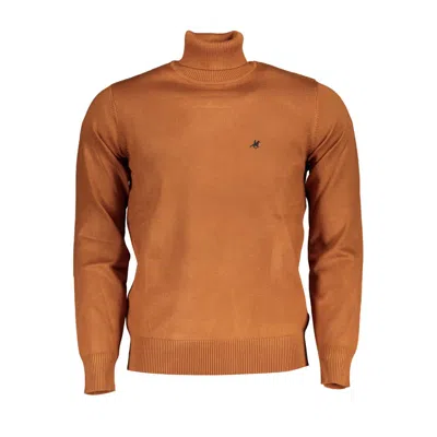 Shop U.s. Grand Polo U. S. Grand Polo Elegant Turtleneck Sweater With Logo Men's Embroidery In Brown
