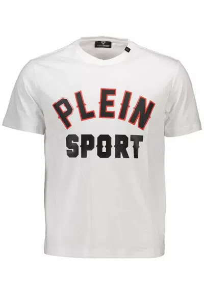 Shop Plein Sport Sleek Crew Neck Tee With Contrasting Men's Accents In White