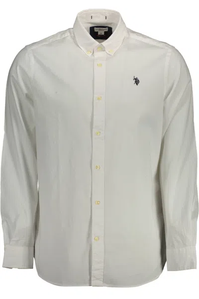 Shop U.s. Polo Assn U. S. Polo Assn. Elegant Cotton Button-down Men's Shirt In White
