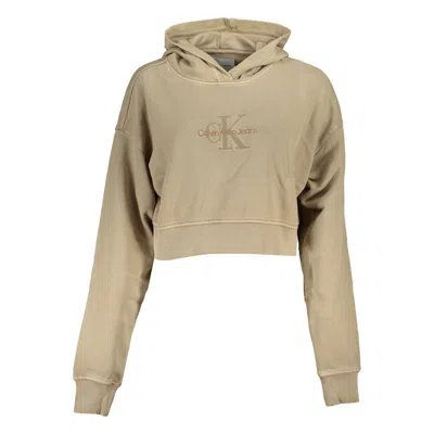 Shop Calvin Klein Chic Embroide Hooded Women's Sweatshirt In Beige