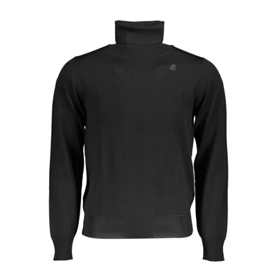 Shop K-way Turtleneck Wool Sweater With Sleek Logo Men's Detail In Black