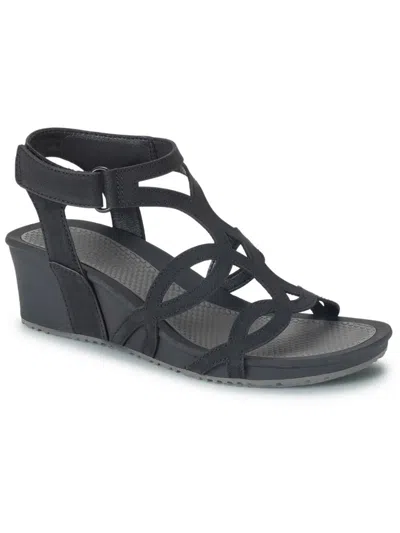 Shop Baretraps Raeanne Womens Faux Leather Strappy Wedge Sandals In Black