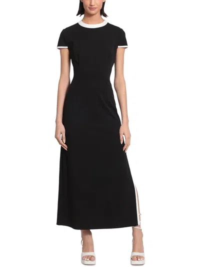 Shop Donna Karan Womens Piping Polyester Maxi Dress In Black