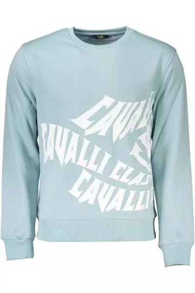 Shop Cavalli Class Elegant Comfort Crewneck Men's Sweatshirt In Blue