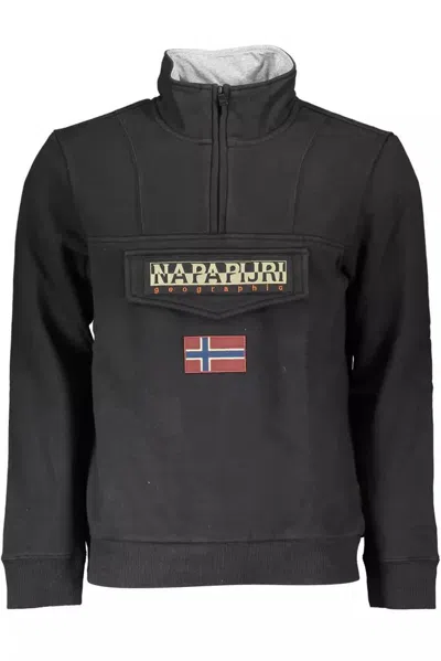 Shop Napapijri Chic Fleece Sweatshirt With Embroidery Men's Detail In Black
