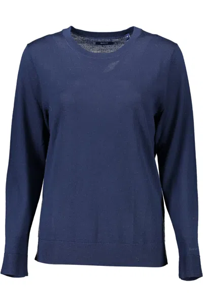 Shop Gant Chic Woolen Round Neck Women's Sweater In Blue