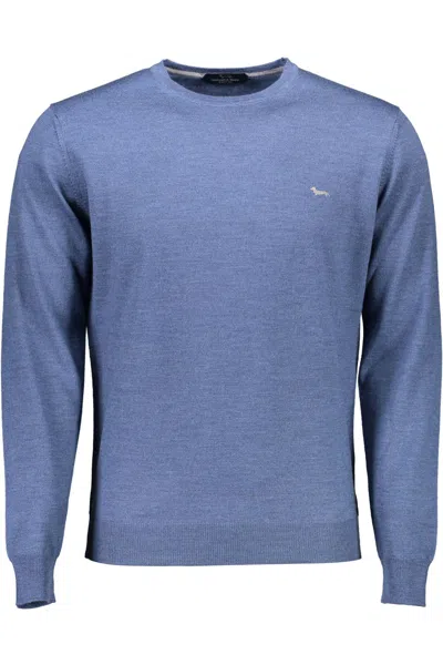 Shop Harmont & Blaine Elegant Wool Crewneck Men's Sweater In Blue