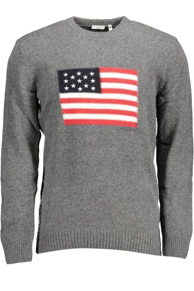 Shop U.s. Polo Assn U. S. Polo Assn. Elegant Wool Blend Sweater With Logo Men's Embroidery In Grey