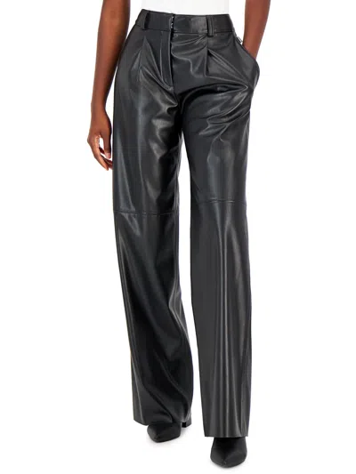 Shop Hugo Womens High-rise Faux Leather Trouser Pants In Black