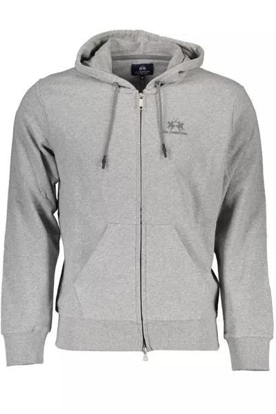 Shop La Martina Elegant Cotton Hooded Men's Sweatshirt In Grey