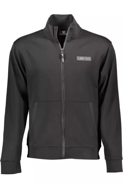 Shop Plein Sport Sleek Long-sleeve Zip Sweatshirt With Men's Contrasts In Black