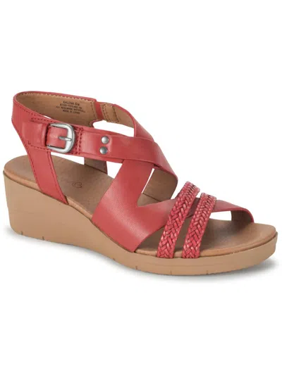 Shop Baretraps Kalena Womens Faux Leather Wedge Sandals In Red