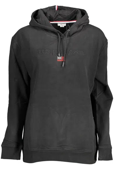 Shop U.s. Polo Assn U. S. Polo Assn. Elegant Hooded Sweatshirt With Contrasting Women's Details In Black