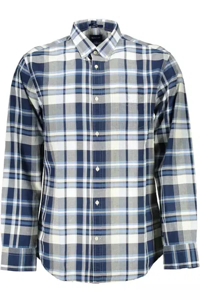Shop Gant Ele Cotton Long Sleeve Men's Shirt In Blue