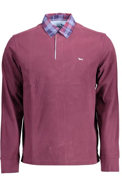 Shop Harmont & Blaine Elegant Long-sleeved Polo With Contrasting Men's Details In Purple