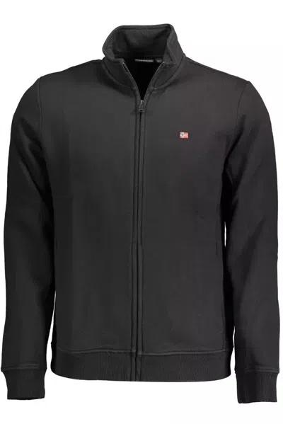 Shop Napapijri Sleek Embroide Zip Men's Sweatshirt In Black
