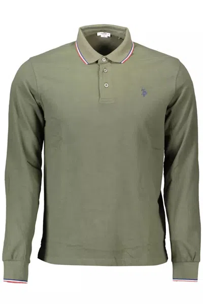 Shop U.s. Polo Assn U. S. Polo Assn. Chic Cotton Polo With Contrasting Men's Details In Green