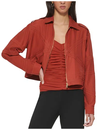 Shop Dkny Womens Collar Rayon Shirt Jacket In Multi
