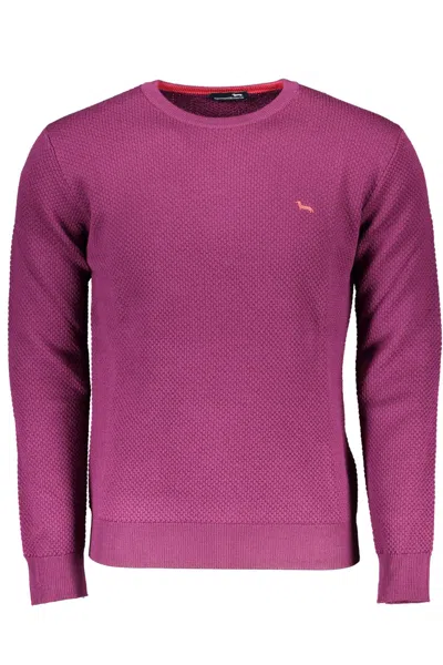 Shop Harmont & Blaine Elegant Crew Neck Wool Sweater With Men's Embroidery In Purple