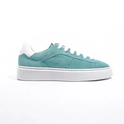 Shop Doucal's Low Top Sneakers Aqua / Suede In White