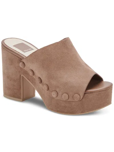 Shop Dolce Vita Emol Womens Suede Round Toe Platform Sandals In Grey
