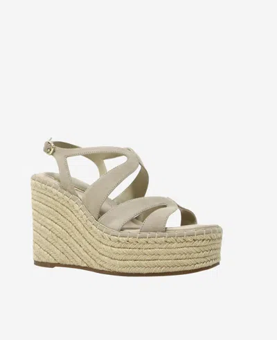Kenneth Cole The Solace Platform Espadrille Wedge Sandal In Almond Suede