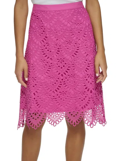 Shop Donna Karan Womens Lace Midi Skirt In Pink