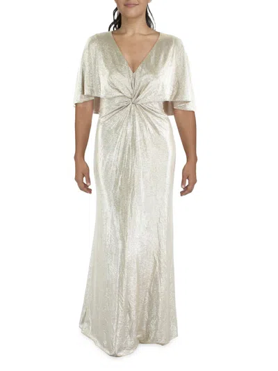 Shop Lauren Ralph Lauren Womens Knot Front Shimmer Evening Dress In Multi