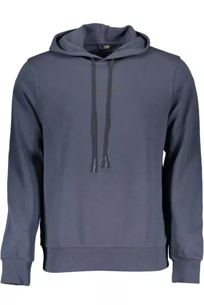 Shop Cavalli Class Cotton Hooded Sweatshirt With Logo Men's Print In Blue
