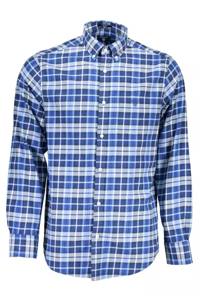 Shop Gant Classic Cotton Long Sleeve Men's Shirt In Blue