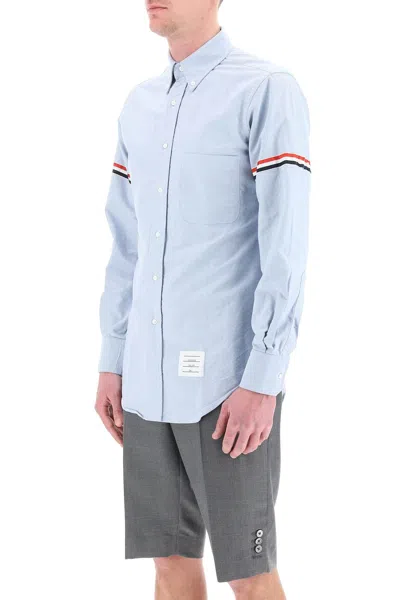 Shop Thom Browne Poplin Button Down Shirt With Rwb Armbands