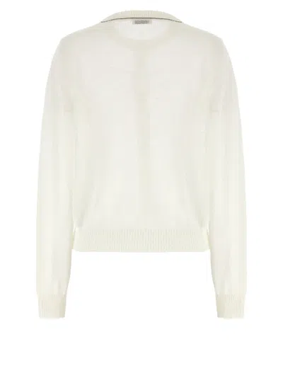 Shop Brunello Cucinelli Sequin Cardigan Sweater, Cardigans White