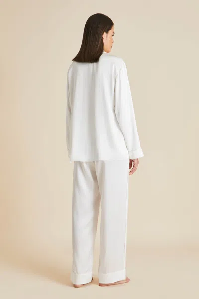Shop Olivia Von Halle Yves Desire Ivory Pyjamas In Silk Satin