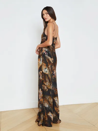 Shop L Agence Christine Silk Leopard-print Dress In Black Multi Mix Leopard Heads