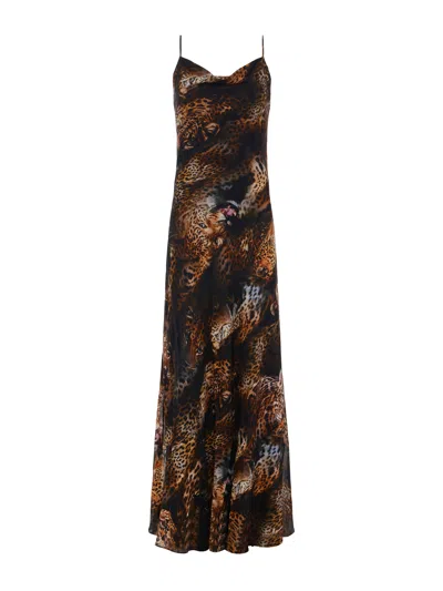 Shop L Agence Christine Silk Leopard-print Dress In Black Multi Mix Leopard Heads