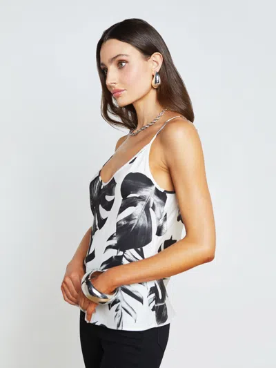 Shop L Agence Lexi Camisole In Black/white Palm Leaves