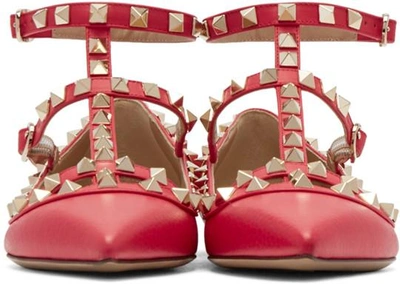 Shop Valentino Red Rockstud Cage Flats