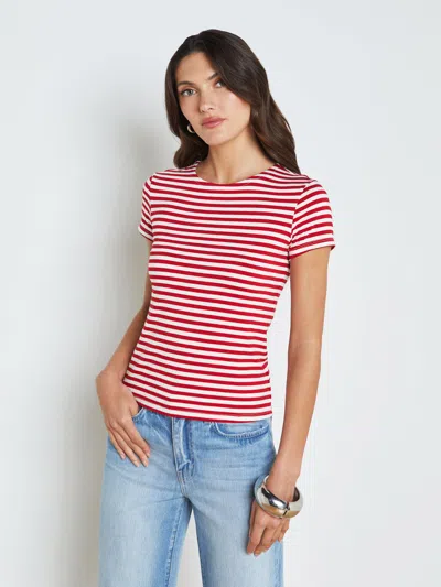 Shop L Agence Ressi Fitted Tee In Red/white Stripe