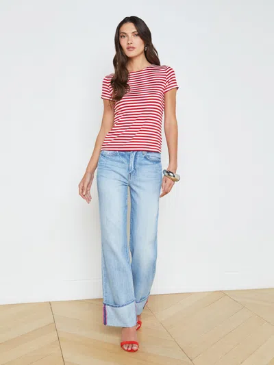 Shop L Agence Ressi Fitted Tee In Red/white Stripe